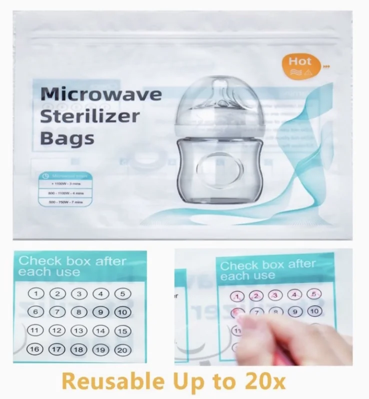 Reusable Bpa Free Microwave Baby Bottle Sterilizer Bags Travel Breast