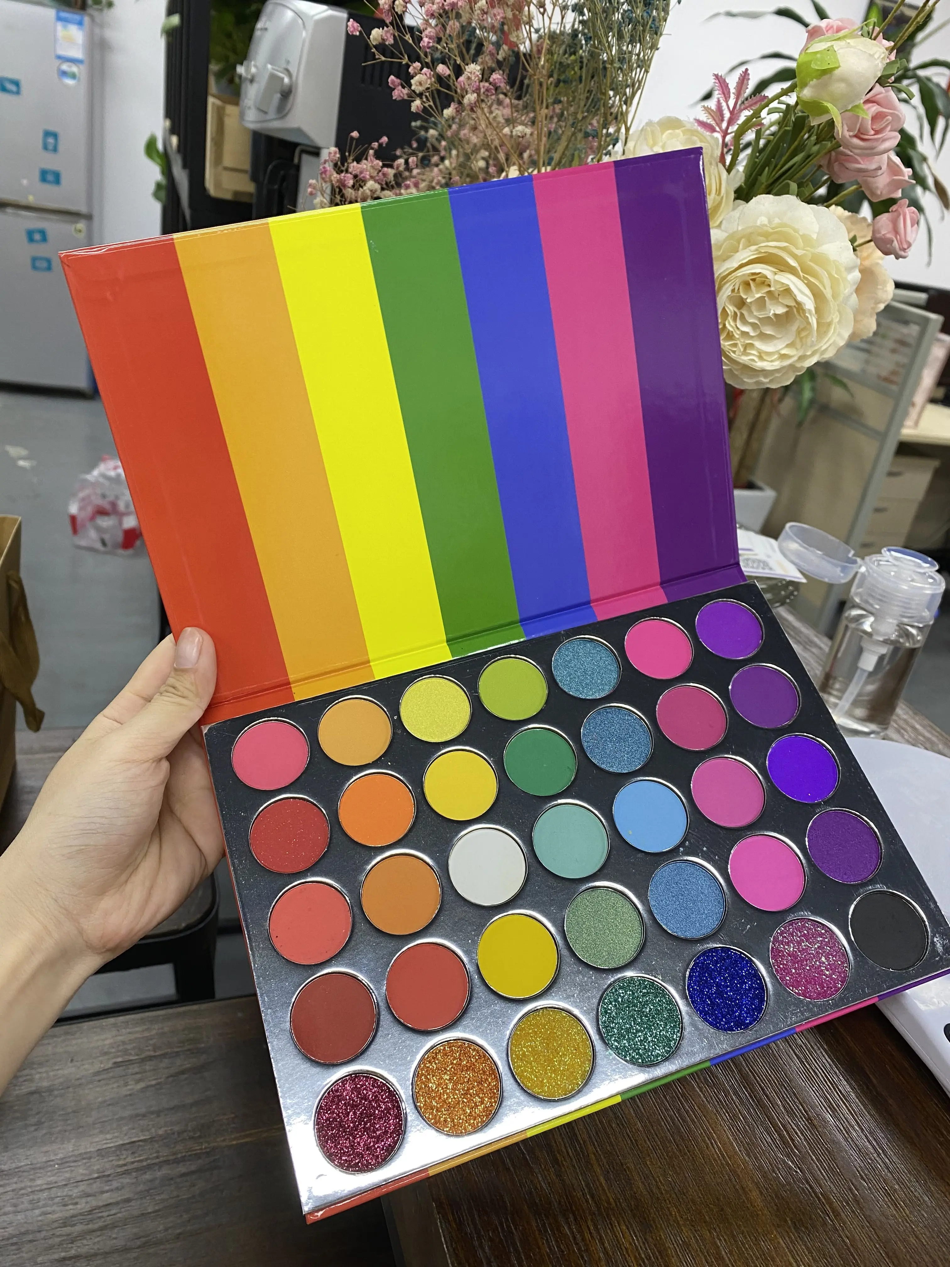 Makeup Neon Color 35 Small Custom Marble Cardboard Vegan Free Eyeshadow Palette