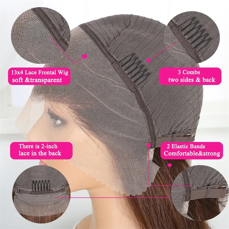 Parrucca frontale in pizzo color cioccolato, parrucche di capelli umani per donne, pre-pizzicate, 13x4, in vendita_voghion.com