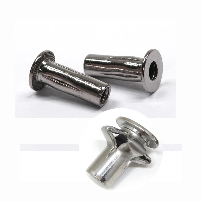 Professional Stainless Steel Flat Head Split Rivnut Lantern Tri-fold Blind Rivet Nut with Galvanized and Polished Finish