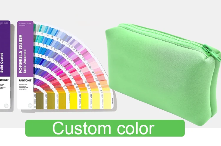 Factory Embossed Logo Insulated Waterproof Cosmetic Bag Swimming Neoprene Makeup Bag  Zipper details