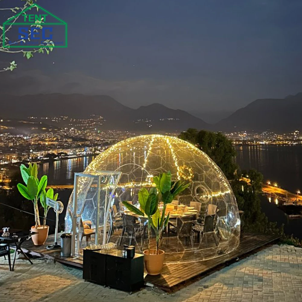 Super Style Hexagonal PVC Transparent Board Outdoor Quick Assembly Sun Dome Luxury Camping Hotel House