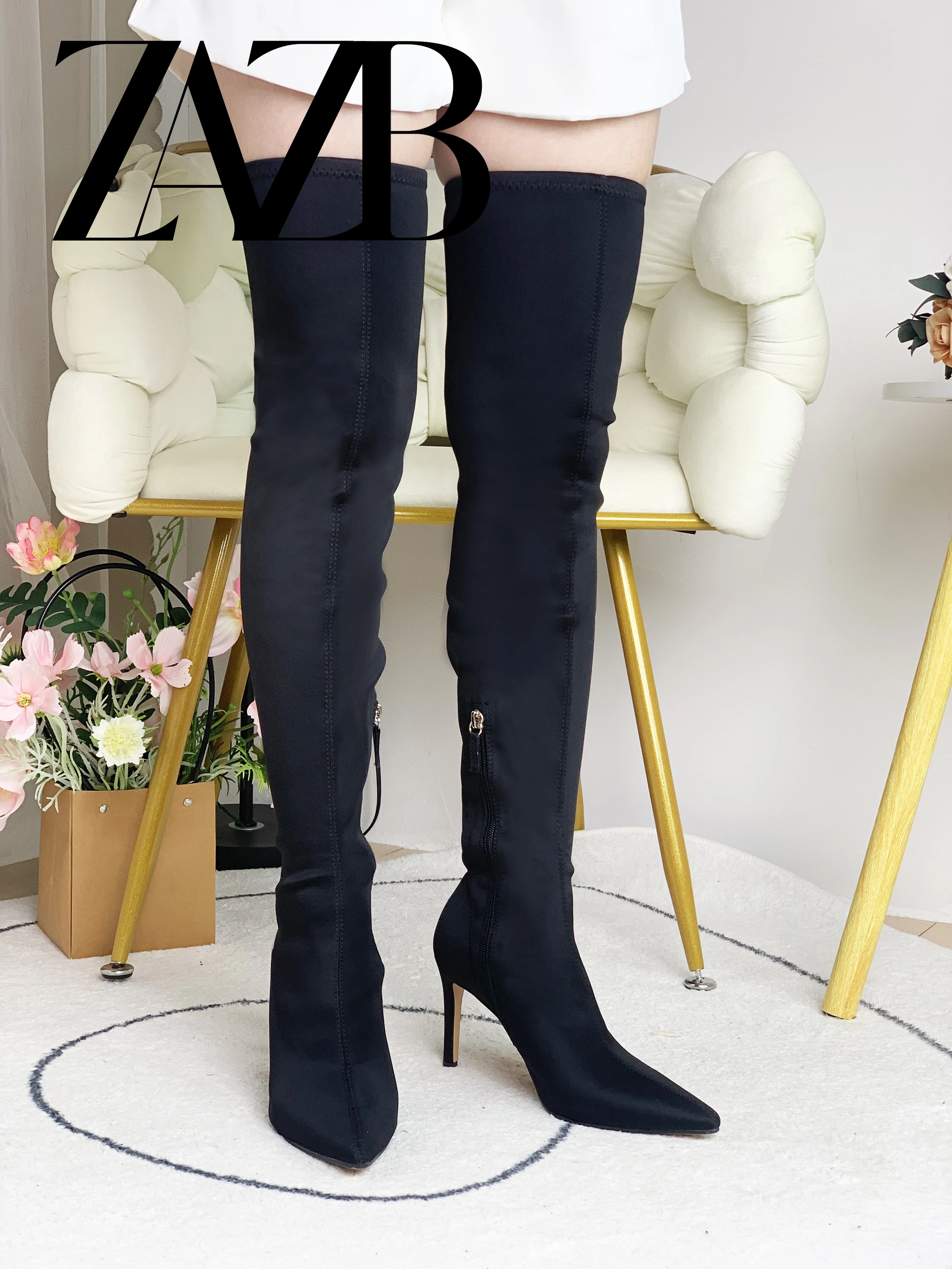 Botas largas de piel hasta el muslo hasta la rodilla para mujer