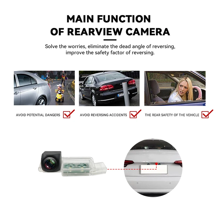 Wemaer Car Rear View Backup Camera IP68 Waterproof Reverse Parking Camera for VW Golf/Cc/Scirocco/Lamando/Porsche Cayenne/Macan factory