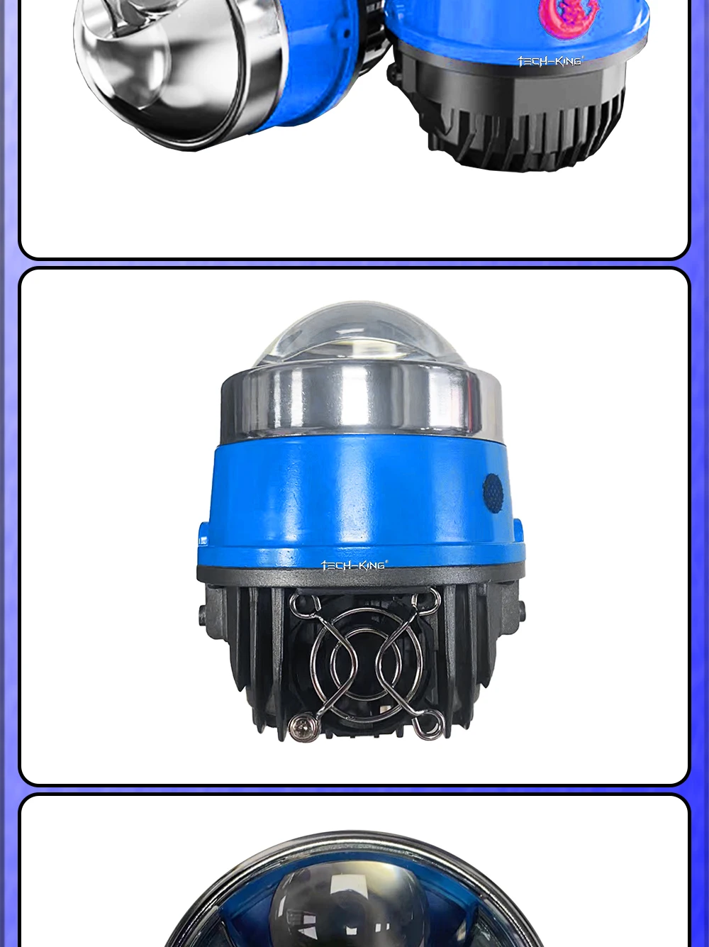 TECH-KING Universal 3inch 136W Bi LED projector lens fog lights Retrofit kit For Toyota For Nissan For Honda laser fog light