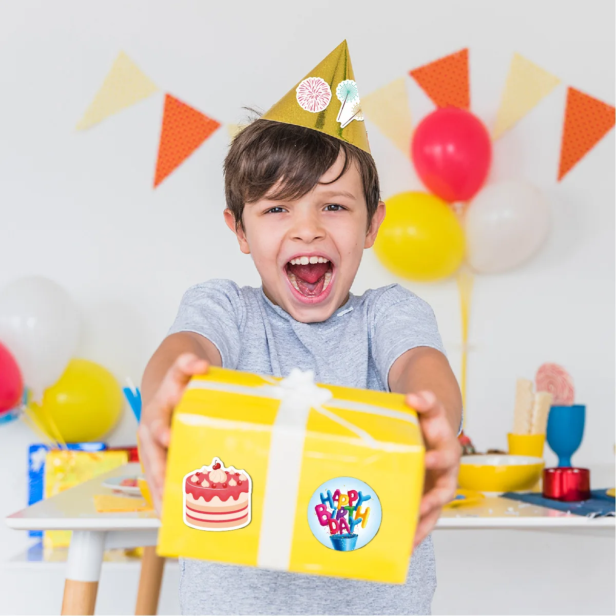 Cheap Vinyl Self-Adhesive Creative Cartoon Decorative Happy Birthday Stickers for Kids Adults Waterproof Sticker Sheet