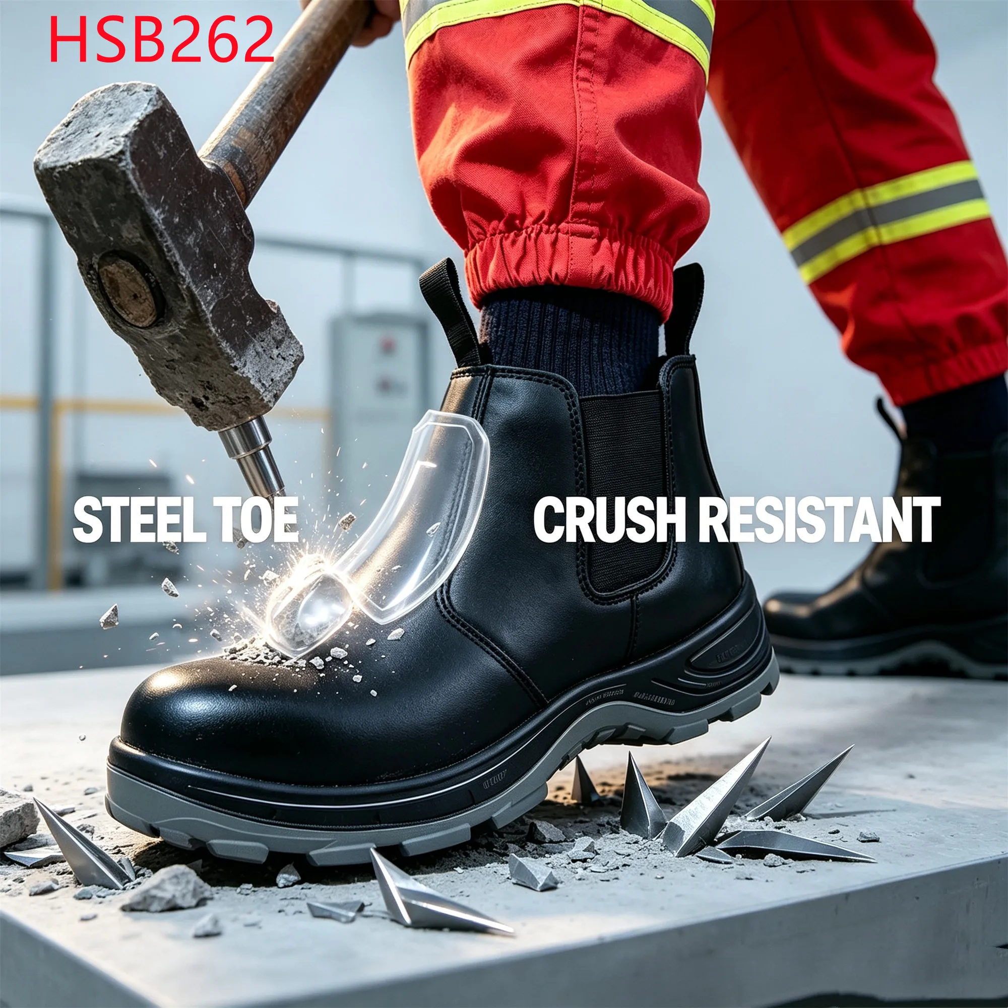 LXG,construction Crews Anti-hit&puncture Chelsea Safety Boots Elastic Side Gusset Design Hua Singh Safety Shoes in Israel HSB262
