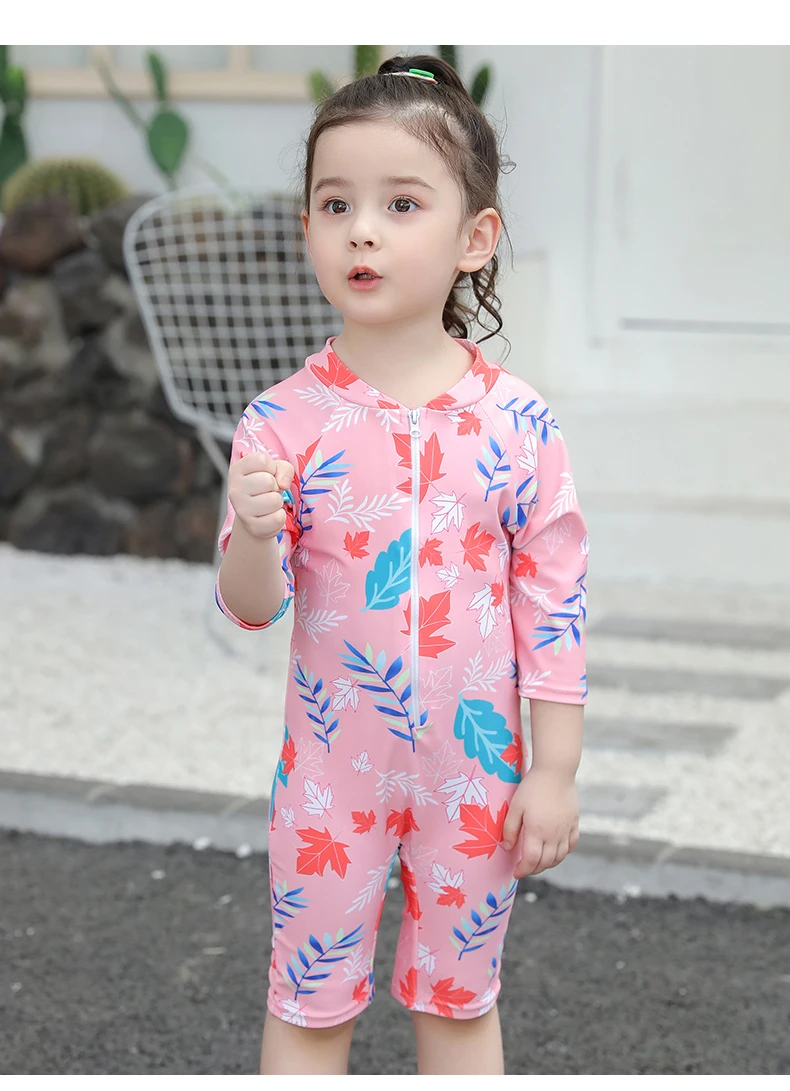 Wholesale Upf50+ Print Children Swimwear Long Sleeve Swimsuit One Piece ...
