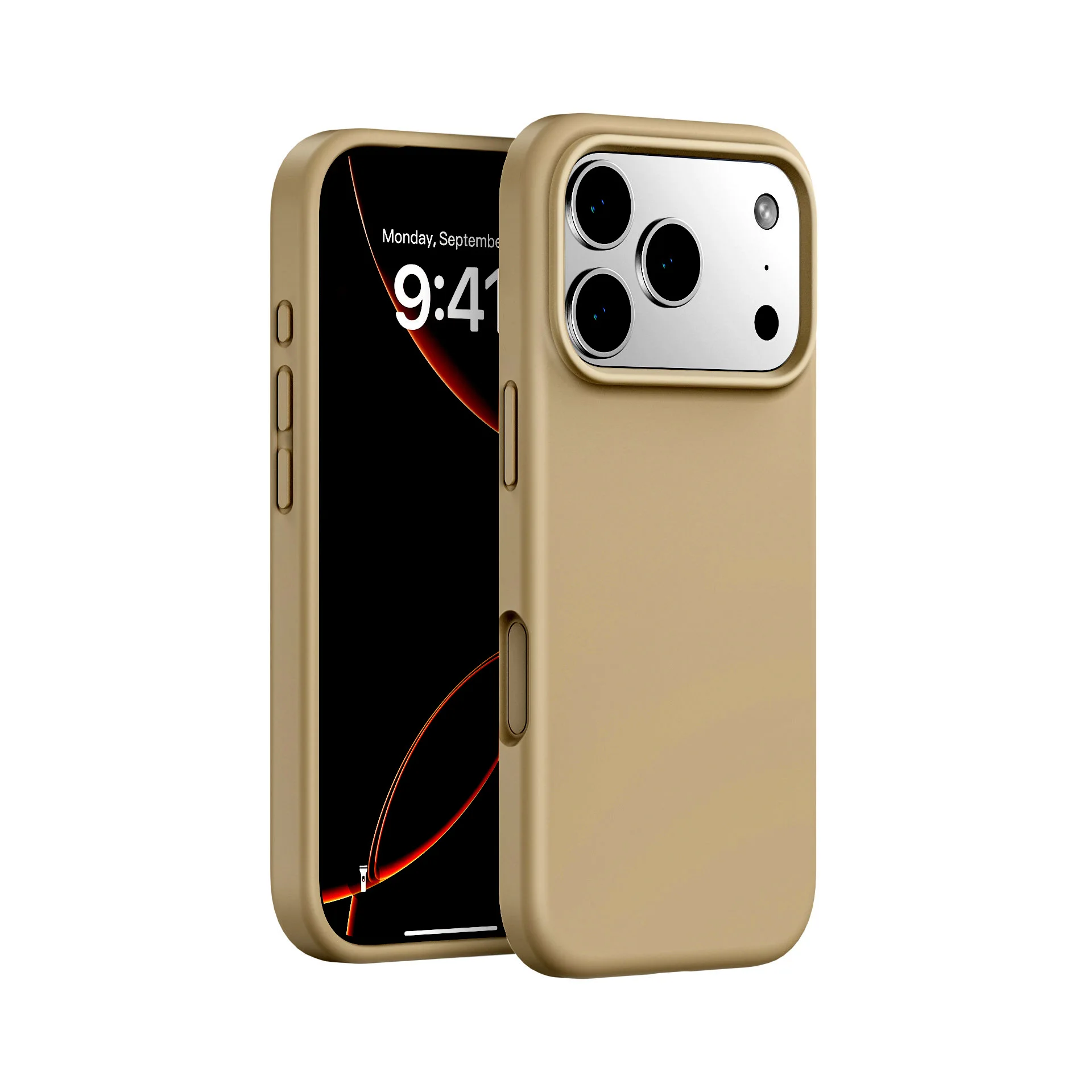 Laudtec Liquid Silicone Case Pure Color Case Magnetic Shockproof Full Coverage customized design for iPhone 17 Pro Max,Camel