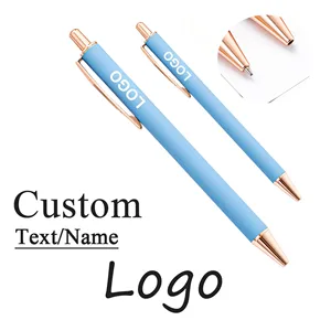 Wholesale Custom Logo Printed Advertising Press Soft Rubber Metal Ballpoint Pen for Business Office Stationery Gift