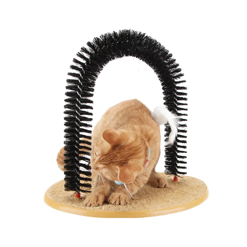 Escova Interativa para Banho de Gatos em Atacado, Arranhador com Arco de Auto-beleza, Brinquedo de Plástico e Tapete de Arranhões
