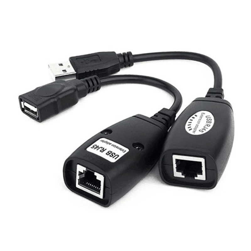 USB 2.0 Male to Female Cat 5e 6e RJ45 LAN Extender Extension Adapter Cable BBC 