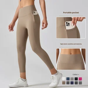 High Waist Naked Sensation Yoga Pants Seamless Quick Dry Pocket Running Brushed Leggings Butt Lifting Workout Fitness Wear
