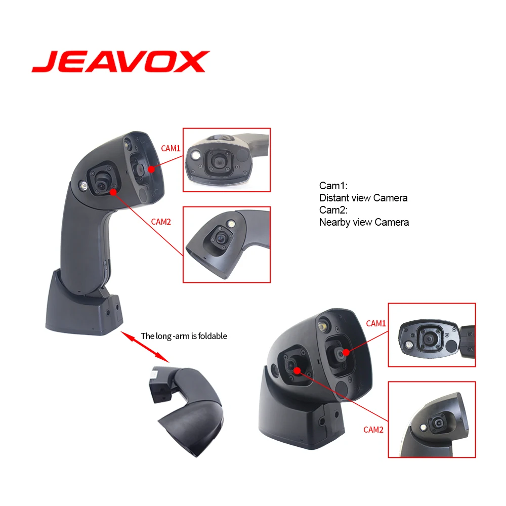 JEAVOX AHD Side View Camera Standalone Dual Lens 1080P Short Arm Camera Image Distortion Correction Suitable for Bus Truck