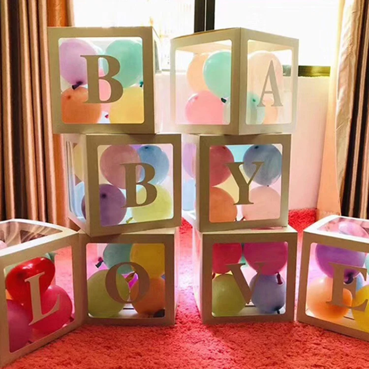 Staraise Transparent Letter Box Custom Baby Name Balloon Box Girl Boy Baby  Shower Decorations Baby 1st Birthday Party Decor