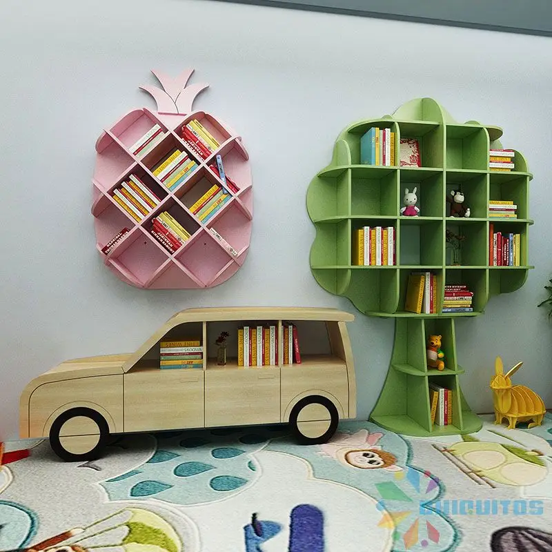 Chiquitos Modern Wood Panel Storage Cabinet Kids Toy Car Theme Bookshelf Home Furniture