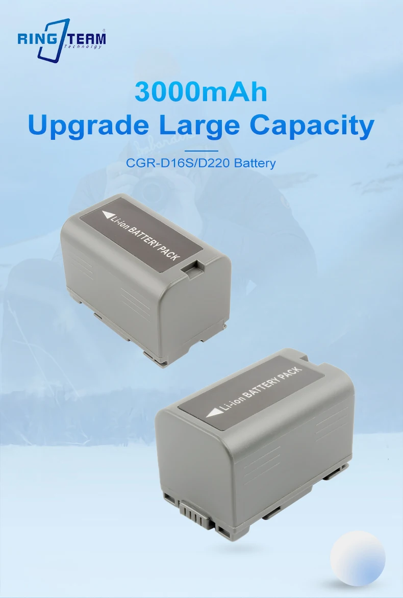 7.4V 3000mAh Rechargeable CGR-D16S Battery Pack D220 Lithium ion Batteries for CGA-D07S CGP-D110/D14S/D210/D28/D320T1B Cameras manufacture