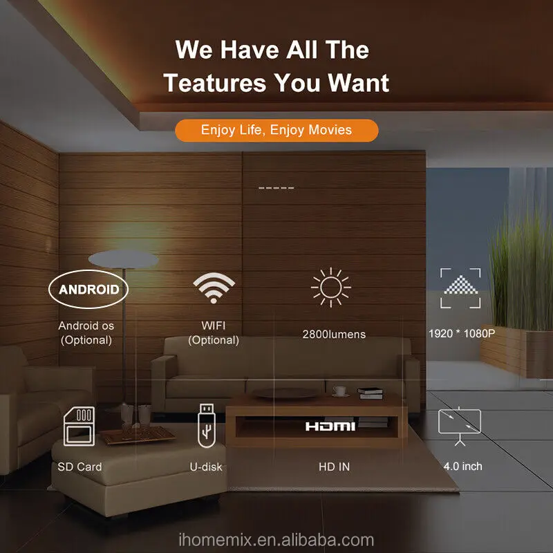 Led Source Portable Led Projector W10 720p 1080p Cheap Projector For ...