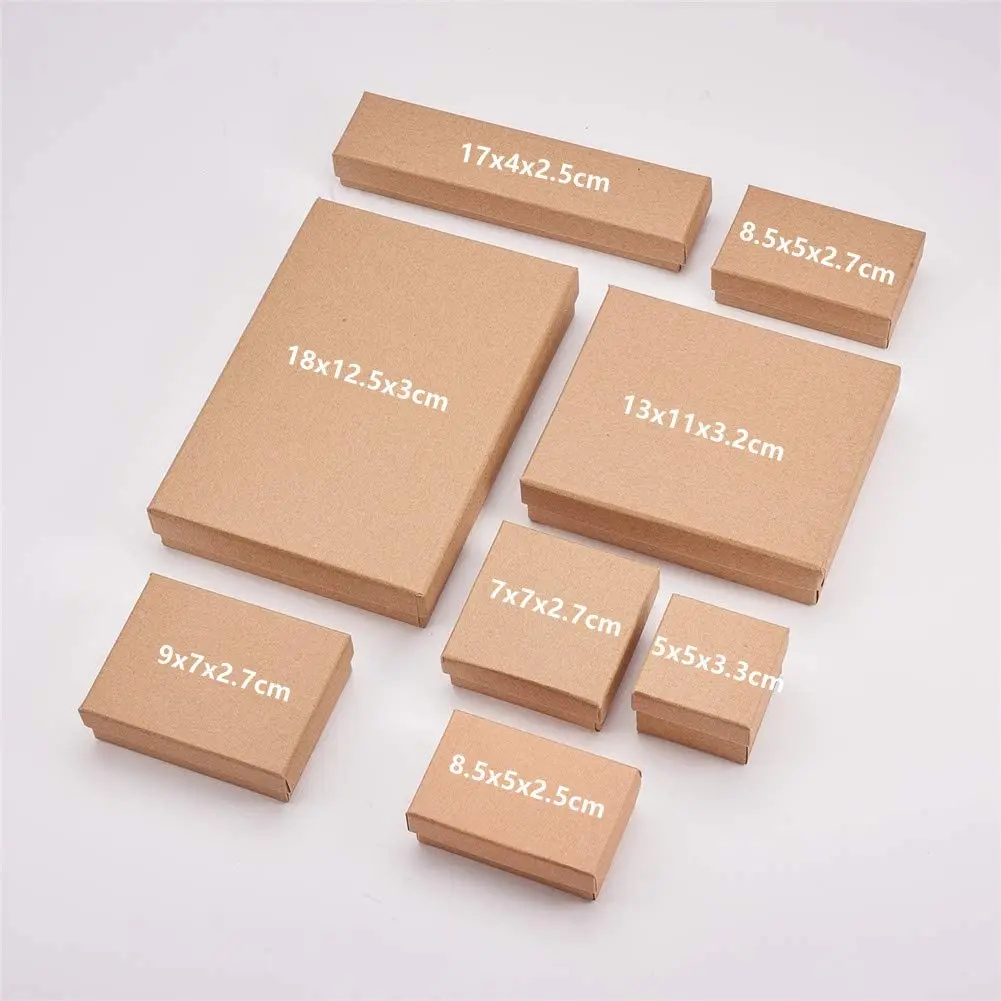 Small Kraft Ring Earring Box Square Cardboard Jewelry Gift Boxes For Valentine's Day