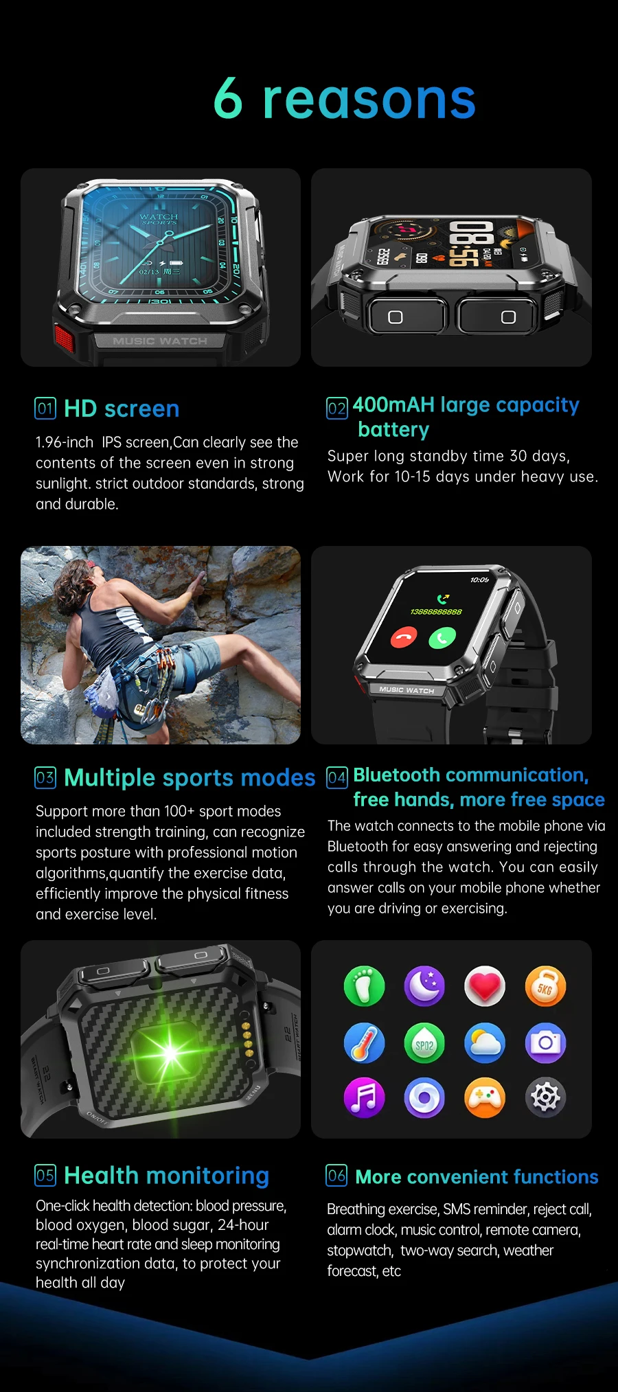 Smart Watch 2024 VT93 Local Music Wireless Earbuds Watch 1.96"IPS Touch Screen HRS3605 Global Skin BP SPO2 Heart Rate Wristwatch