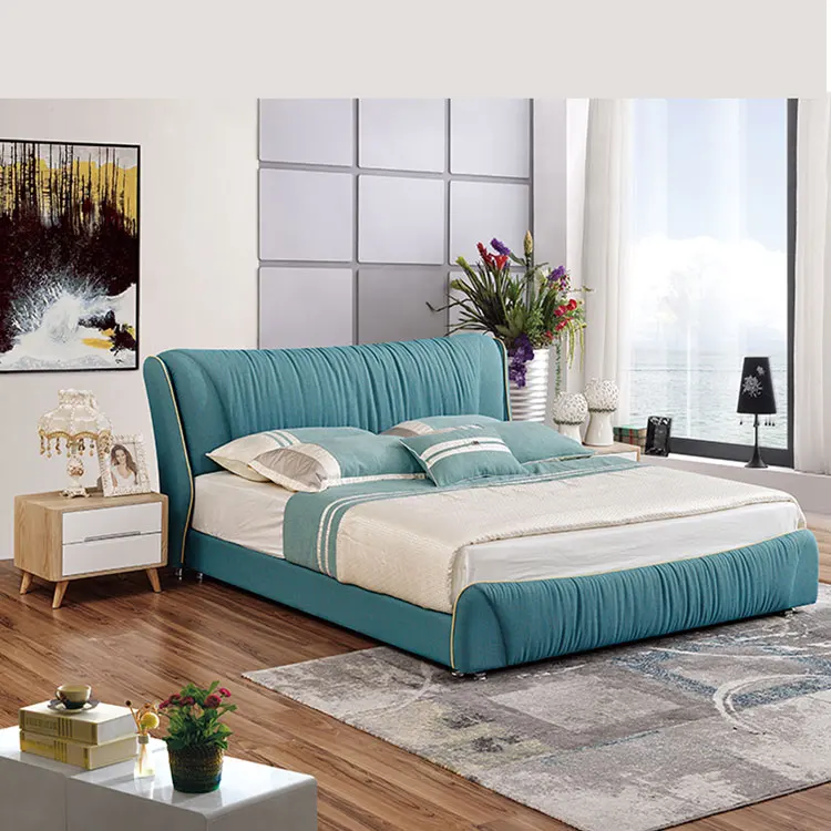 Modern Bedroom Blue Velvet Fabric King Size Soft Bed Buy High Quality Bedroom Furniture Luxury Bedroom Furniture For Sale Wooden Divan Bed Product On Alibaba Com