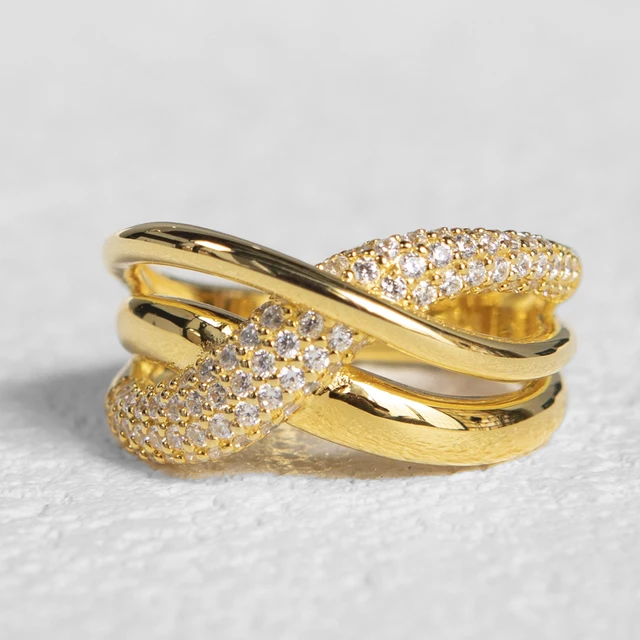 925 sterling silver diamond multilayer cross zircon finger gold rings custom jewelry for women