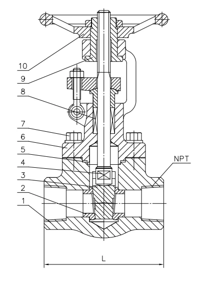 OS&Y CLASS 800 API 598 602 Forged Steel NPT/SW A105 Butt Weld Gate Valve