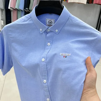 トップス Square Oxford Short Sleeve Shirt XL Men's Pinpoint Oxford Short-Sleeve Shirt with Button-Down