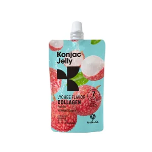 Low Calories Squeeze Flexible Soft Jelly Keto Lychee Flavor Konjac Jelly With Collagen Peptides