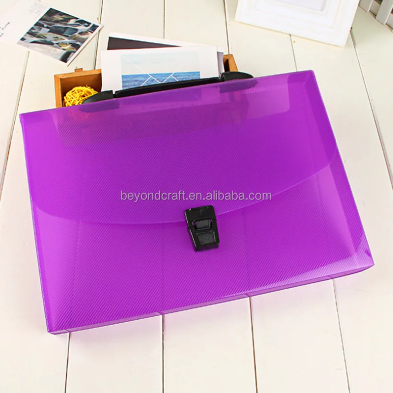 A4 Size Poly Pp File Briefcase Plastic Document Box With Black Handle