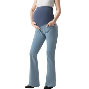 Women's Stretch Maternity Boot-cut Jeans, Belly Pocket, Flared Jeans, Maternity Wear