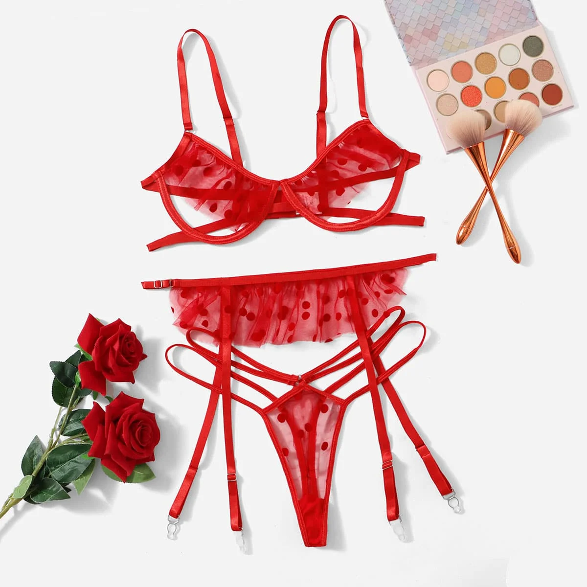 Liguero ajustable Conjunto de lencería sexy para mujer Sujetador