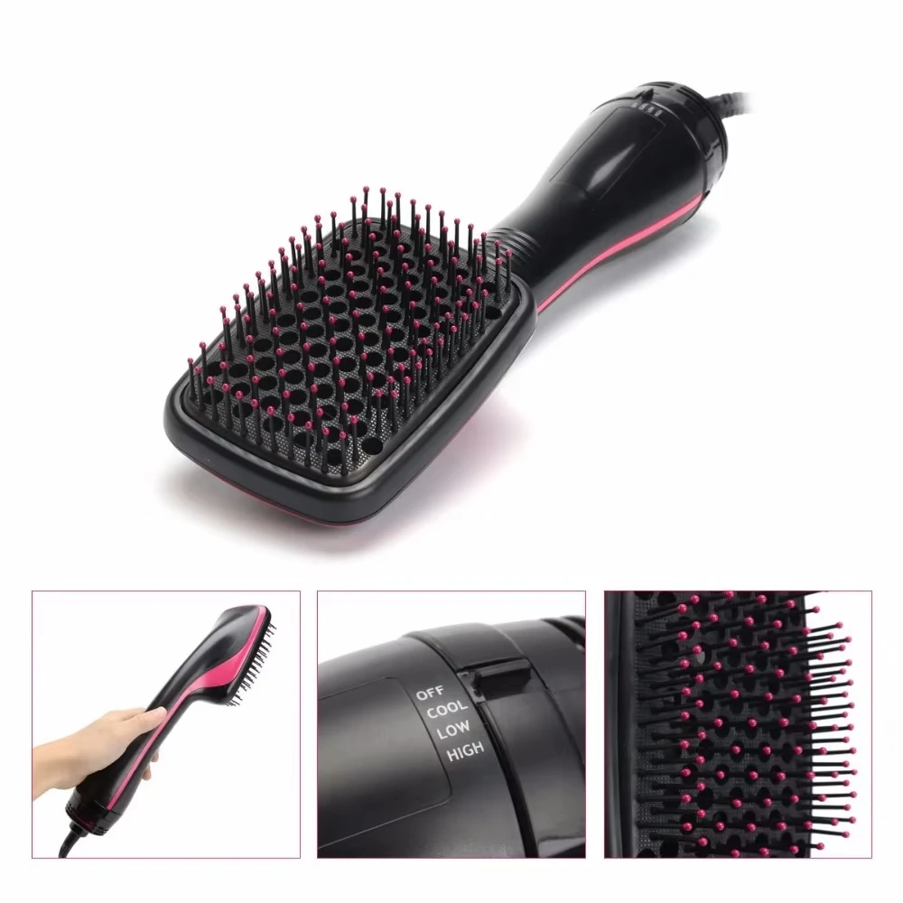 Hot Air Hair Dryer Brush Pink Multifunctional Hairdryer One Step