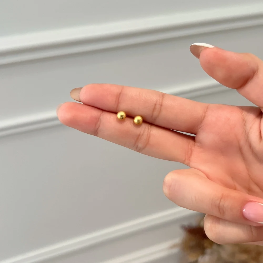 KAKODIY Simple Design Boutique Jewelry 18K Electroplated Frosted Surface 925 Sterling Silver 5 * 5mm Beaded Stud Earrings Women Earrings detail 4
