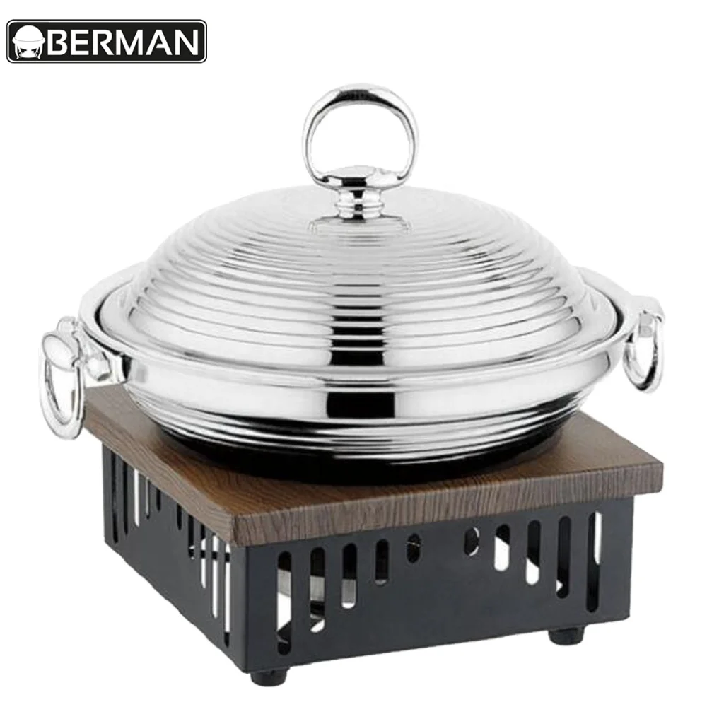 Guangzhou Berman Wholesale Double Sided Chafing Dish Hot Pot Restaurant Equipment Buffet Food Heaters for Catering