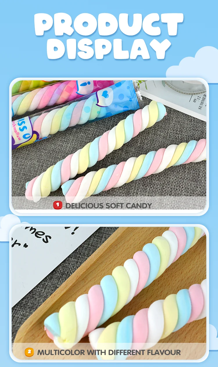 Halal Colorful Twist Marshmallow Cotton Candy Fruity Hot Selling