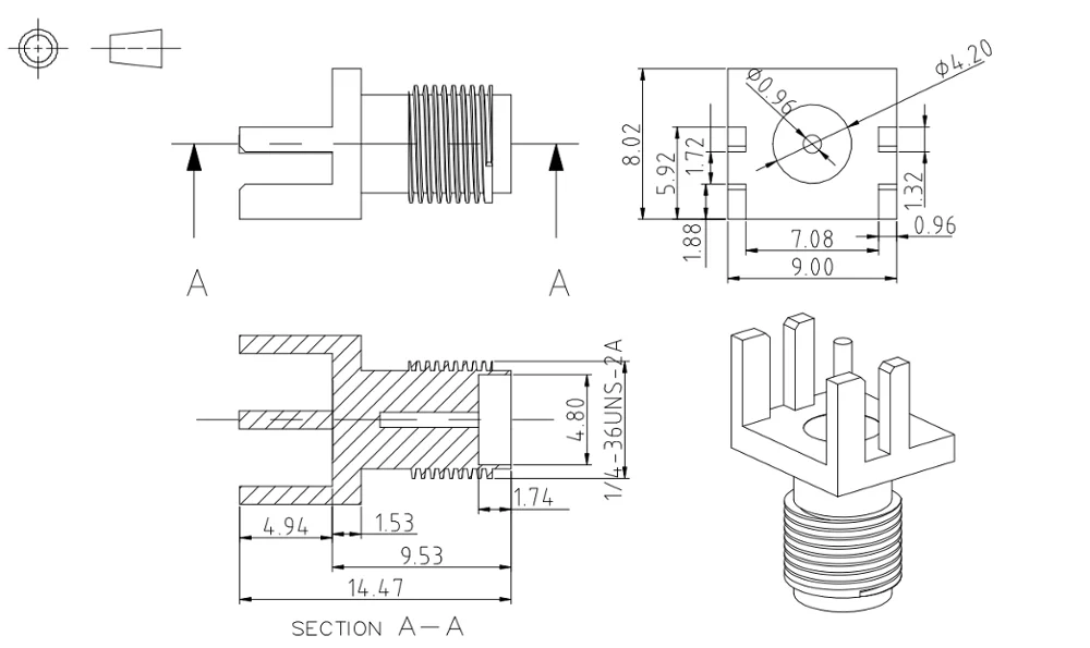 SMAコネクタSMAメスソケットエンドローンチPCBクリップエッジ