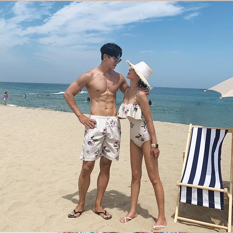 Customized Summer Couple Swimwear Ladies One Piece Printed