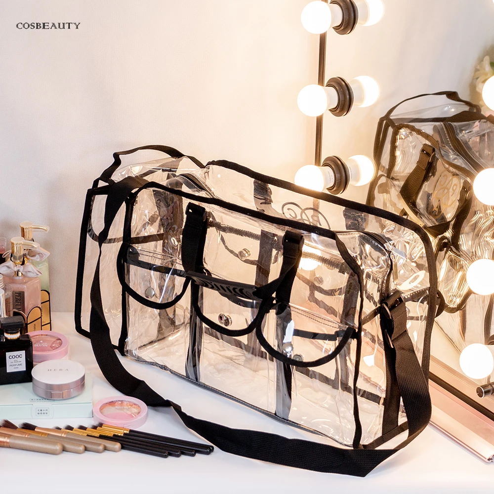 Best Selling Holographic Vinyl Transparent Beauty Bag Clear PVC Zipper Bag  Beauty Bags Cosmetic Makeup Handbag