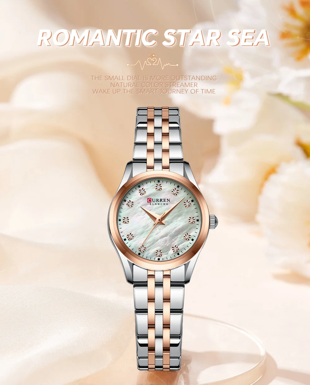 Curren 9111 Luxury Casual Fashion Simple Diamonds Design Ladies Luminous Watch Stainless Steel Band Waterproof Watches for Women