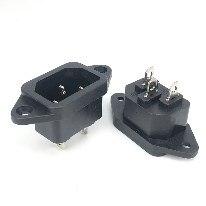 C14 Power Socket 10A 250V 3pins IEC320 C14 Male Power Socket Snap in Connector Electric Inlet With Screw Fixing Hole for PDU UPS