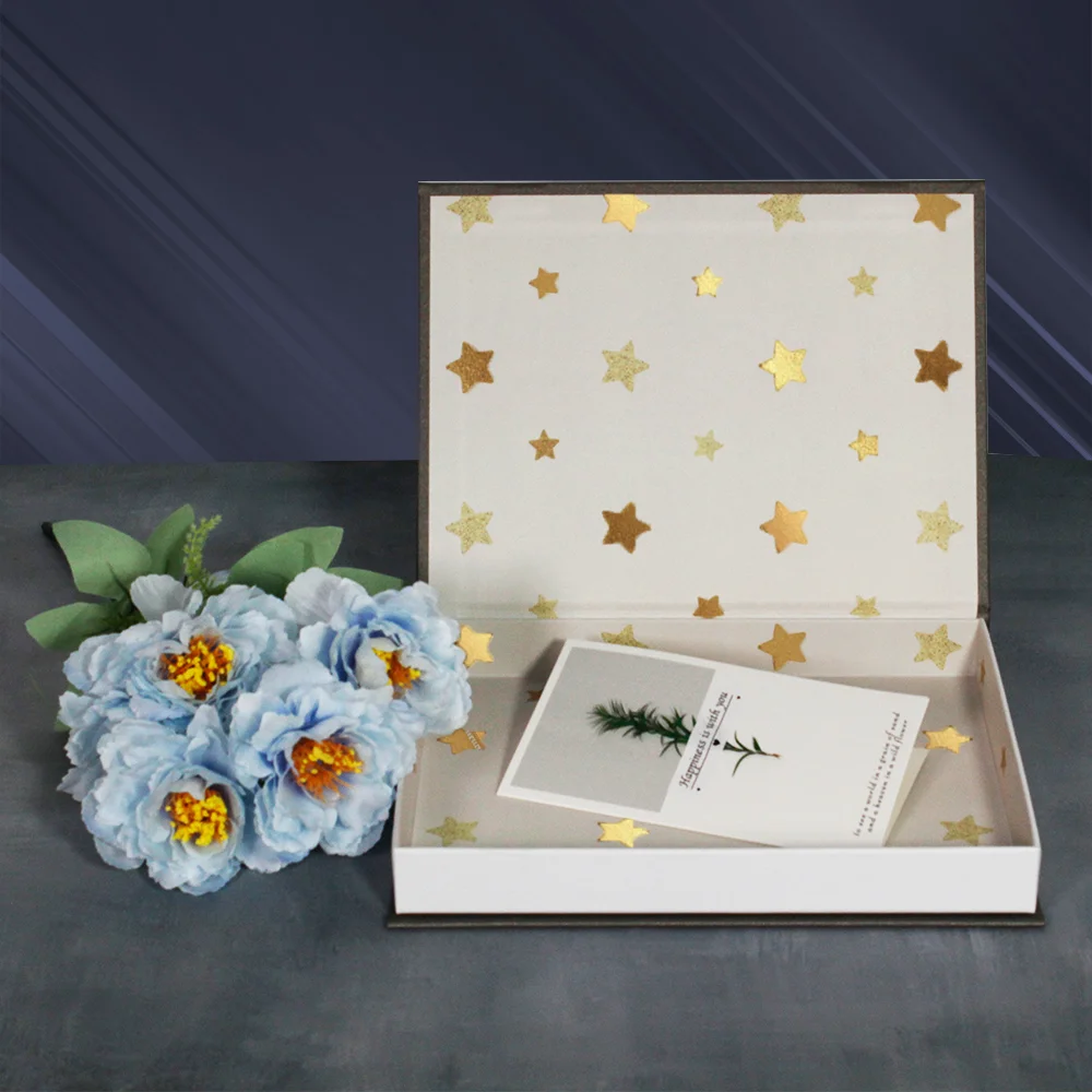 Custom Luxury Clamshell Book Shape Design Underwear Lingerie Packaging Magnetic Flap Tie Gift Boxes for Socks