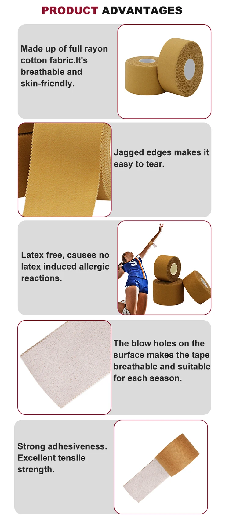 Custom Printed Sport Tape Elastic Adhesive Bandage Medicine Rayon