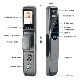 Enrique Tuya Waterproof Digital Biometric automatic Fingerprint wooden Door Smart door lock  with camera picture capture