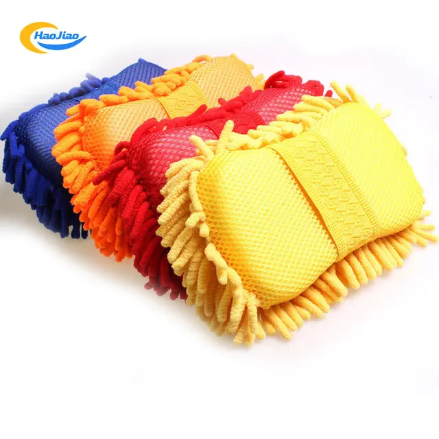 Premium Soft Car Cleaning Sponge Colorful Chenille Microfiber Car Wash Sponge