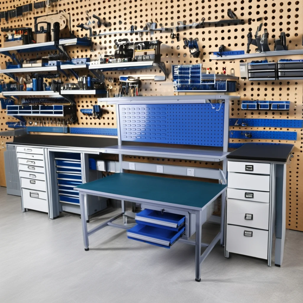 Hot Sell Adjustable Anti-static Computer Repair Workbench with Double Layered Drawer and Sockets Workshop Used
