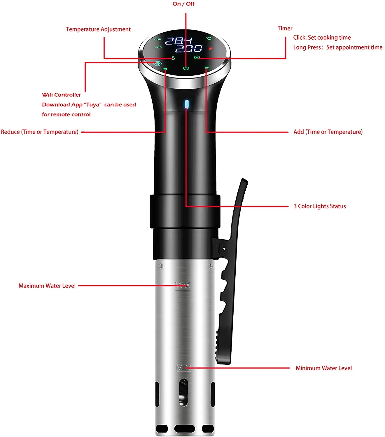 Ipx7 Waterproof Sous Vide Cooker 1100w Immersion Circulator Vacuum Slow ...