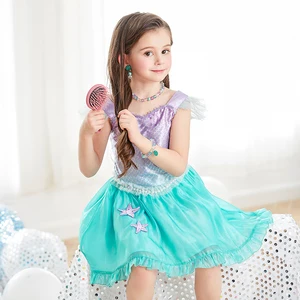 Girl's Sea Princess Ariel Mermaid Costume Halloween TV Movie Lace Dresses Polyester Children Carnival Birthday Cosplay