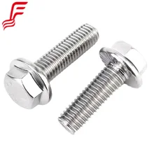 FRST High Quality 304 Stainless Steel Hex Washer Head Bolt Hexagon Serrated Flange Cap Screw Plain 1/4-20 3/8-16 Inch Thread