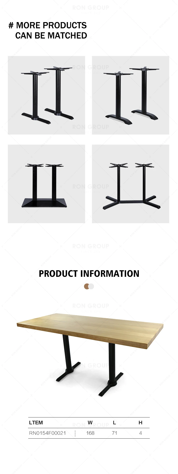 Banquet Furniture 2-Prong Style Wrought Iron Rectangular Dining Table